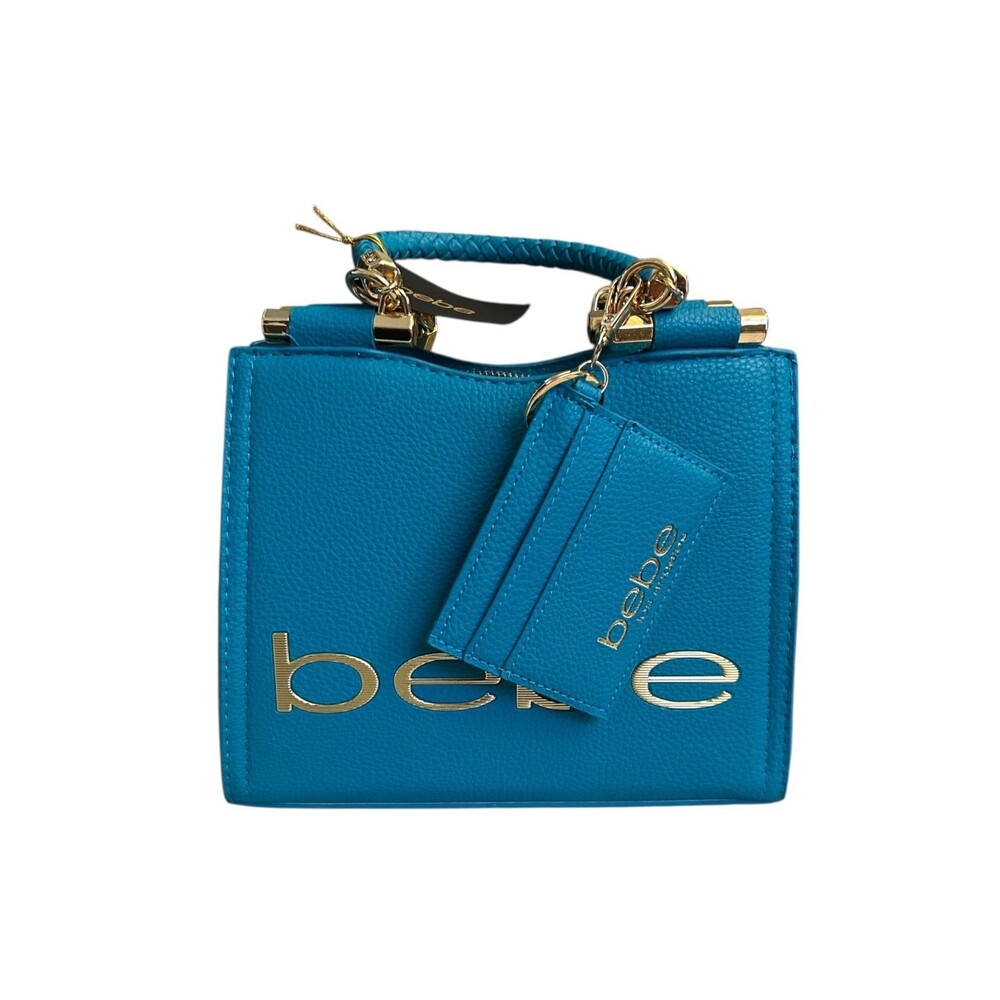 Bebe Los Angeles Fabiola Top Handle Crossbody Bag Purse Blue Card Holder NWT - Picture 1 of 7